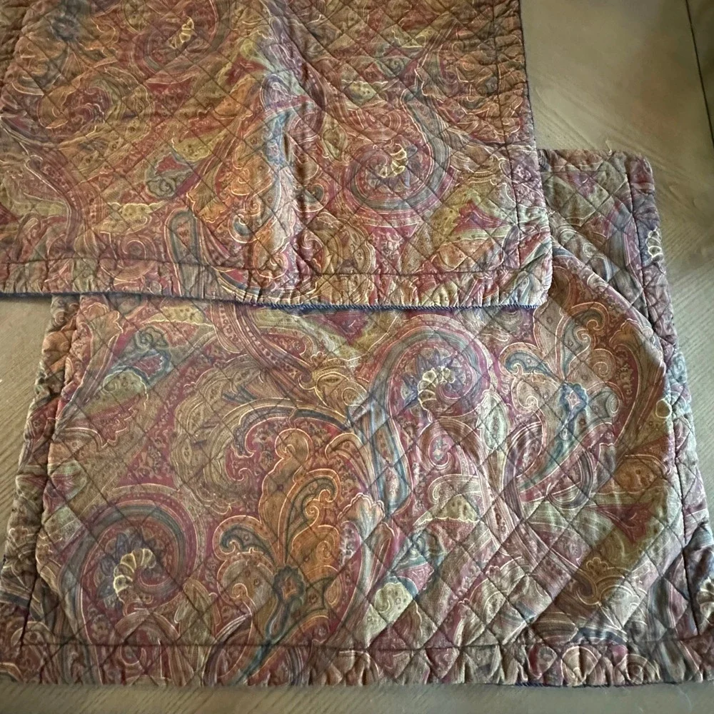 2 American Living Lichfield Litchfield Ralph Lauren Quilted Paisley Pillow Shams